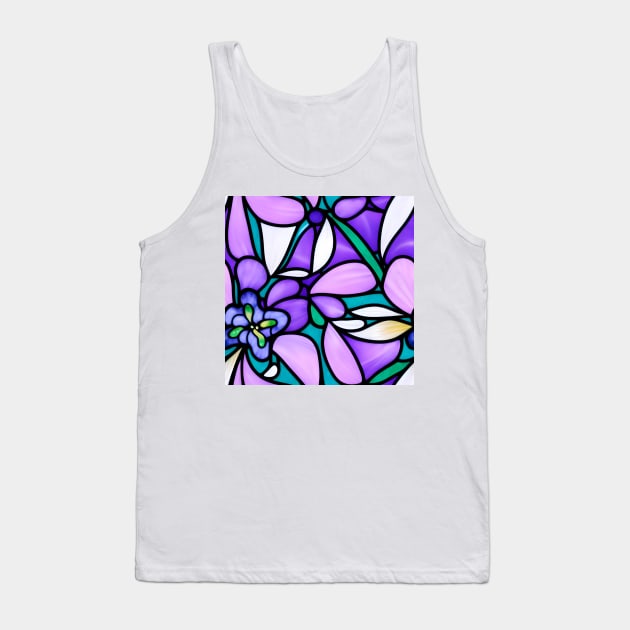 Violet Orchid Flower Abstract Art - Stained Glass Tank Top by Artilize